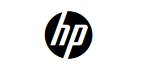 Hp logo with lowercase 'hp' letters in blue font inside a black circle.