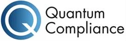 Logo of quantum compliance featuring a blue letter 'q' beside the words 'quantum compliance' in black text.
