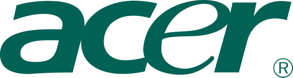 The logo of acer, featuring the company name in lowercase green letters with a stylized, modern font, and a registered trademark symbol on the right.