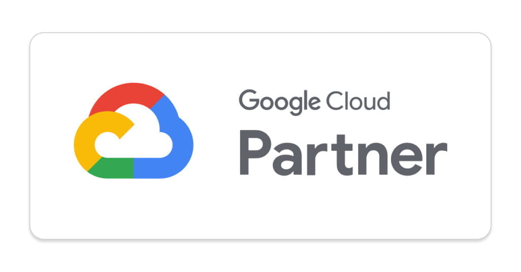Logo of "IT consultancy google cloud partner" featuring a multi-colored cloud symbol to the left of the text on a white background.
