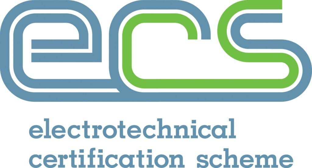 Logo of the IT consultancy certification scheme (ecs) with blue and green stylized text "ecs" above the full name in gray.