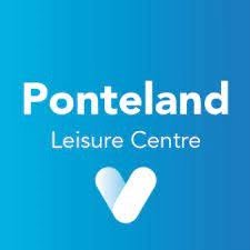 Logo of Ponteland Leisure Centre on a blue background with a white heart graphic.